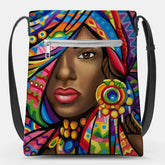 Bolso femenino con imagen abstracta con impresión a color de doble cara retro